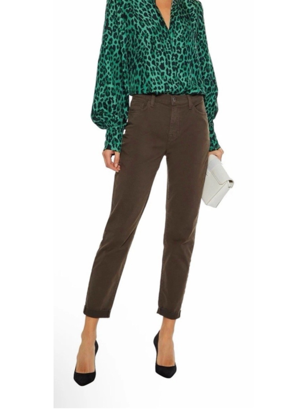$255 L’agence Skinny High Rise Margot in Army Green Jeans Pants Size 27 Women's